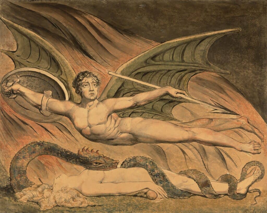 Satan Exulting over Eve- 1795 Was there ever an artist who intertwined their art and 
the spiritual more than William Blake? (British, 1757 - 1827)